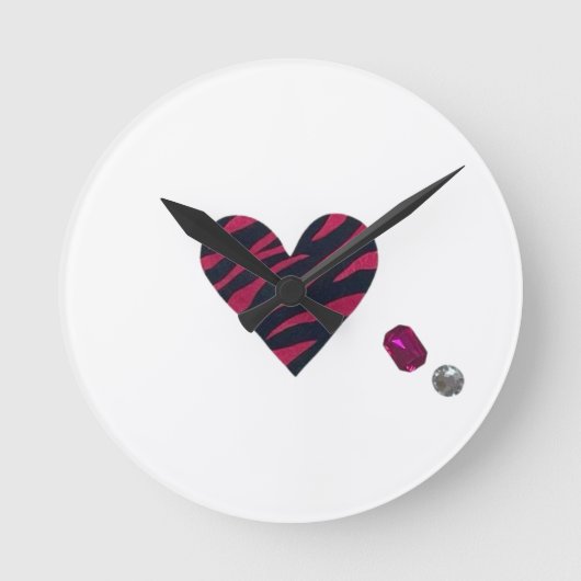 Zebra-heart Runde Wanduhr (Vorderseite)