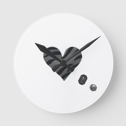 Zebra-heart Runde Wanduhr (Vorderseite)