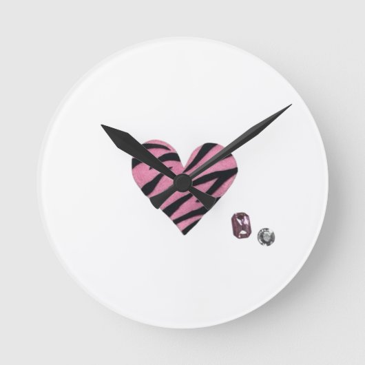Zebra-heart Runde Wanduhr (Vorderseite)
