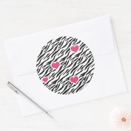 Zebra Hearts Pattern Stickers (Umschlag)