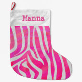 Zebra Heiß rosa und weiß Großer Weihnachtsstrumpf (Vorderseite)