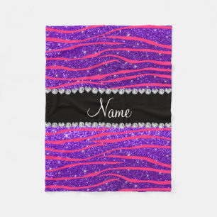 Zebra heißes Rosa des individuellen Namens stripe Fleecedecke