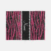 Zebra heißes Rosa des individuellen Namens stripes Fleecedecke (Vorderseite (Horizontal))