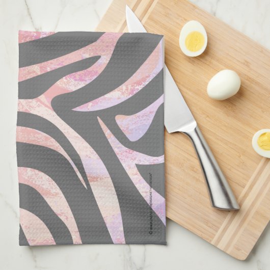 Zebra-hellgrauer und rosa Druck Handtuch (Viertel Falte)