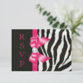 Zebra Hellrosa Schleife RSVP Karte (Stehend Vorderseite)
