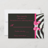 Zebra Hellrosa Schleife RSVP Karte (Rückseite)