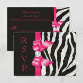 Zebra Hellrosa Schleife RSVP Karte (Vorne/Hinten)