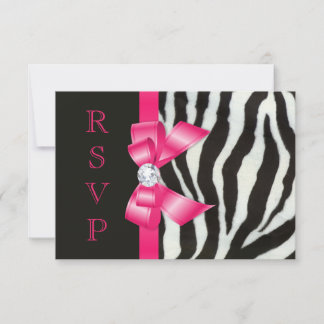 Zebra Hellrosa Schleife RSVP Karte