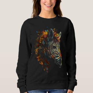 Zebra Herbst Blätter Buntes Tier Zoo Zebra Sweatshirt