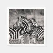 Zebra Herd Nature Safari Schwarz-Weiß Streifen Serviette (Vorderseite)