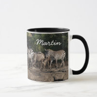 Zebra Herd Personalize Name Black Interior Geschen