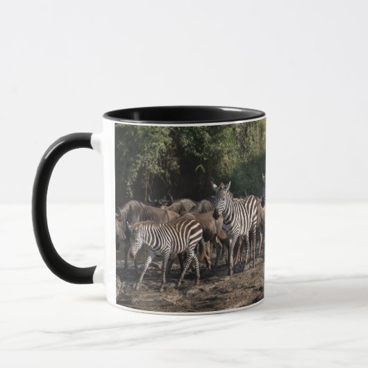 Zebra Herd Personalize Name Black Interior Geschen Tasse (Links)