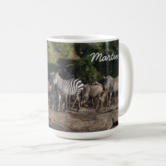 Zebra Herd personalize Name Gift Tasse (VorderseiteRechts)