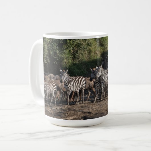 Zebra Herd personalize Name Gift Tasse (Vorderseite Links)