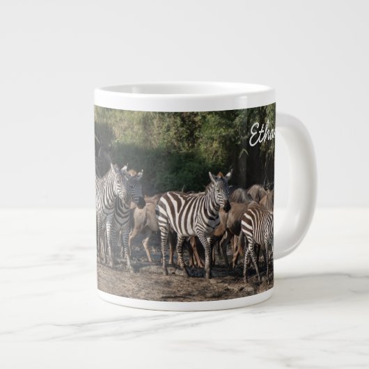 Zebra Herd personalize Name Serious Jumbo-Tasse (Vorderseite Rechts)