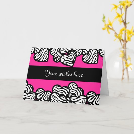 Zebra Herz Design Grußkarte Karte (Gelbe Blume)