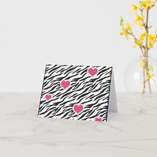 Zebra-Herz-Muster-Note-Karte Karte (Gelbe Blume)