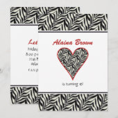 Zebra-Herz-Party Einladungen (Vorne/Hinten)