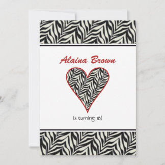 Zebra-Herz-Party Einladungen