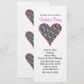 Zebra-Herz-Party Einladungen (Vorne/Hinten)