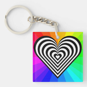 ZEBRA-HERZ-REGENBOGENMUSTER SCHLÜSSELANHÄNGER