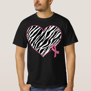 Zebra Herz Ribbon Brustkrebs Bewusstsein T-Shirt