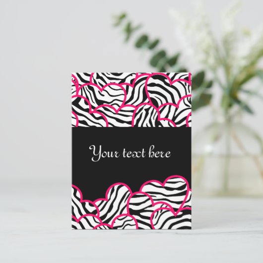 Zebra herzen Design Postcard Postkarte (Stehend Vorderseite)