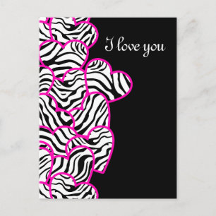 Zebra herzen Design Postcard Postkarte