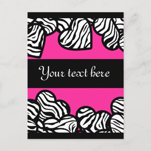 Zebra herzen Design Postcard Postkarte (Vorderseite)