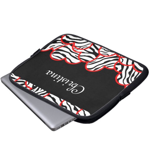 Zebra herzen Laptop Sleeve (Vorne Knopf)