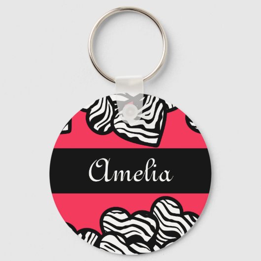Zebra herzen Schlüsselanhänger (Vorderseite)
