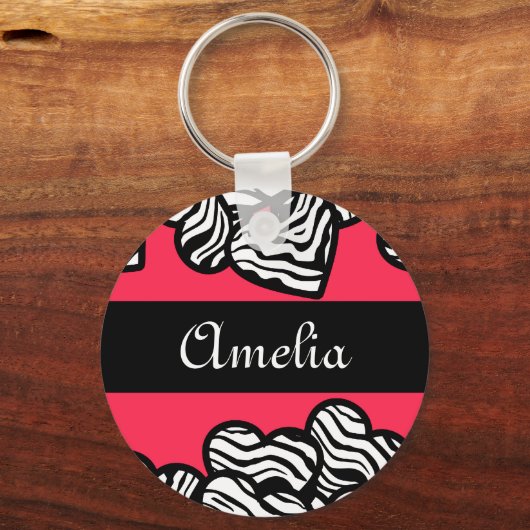 Zebra herzen Schlüsselanhänger (Vorderseite)