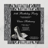 Zebra High Heel Frauen 30. Geburtstag Party Einladung (Vorne/Hinten)