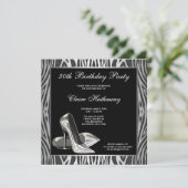 Zebra High Heel Frauen 30. Geburtstag Party Einladung (Stehend Vorderseite)