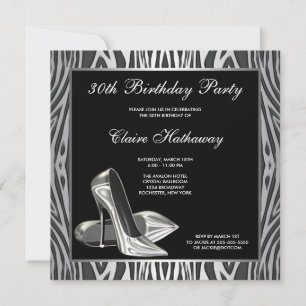 Zebra High Heel Frauen 30. Geburtstag Party Einladung