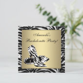 Zebra High Heels Junggeselinnen-Abschied Einladung (Stehend Vorderseite)