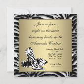 Zebra High Heels Junggeselinnen-Abschied Einladung (Rückseite)
