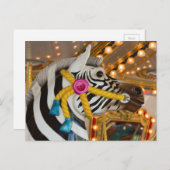 Zebra Horse Merry-Go-Round Karussell Ride Foto Postkarte (Vorne/Hinten)