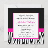 Zebra Hot Pink Foto Quinceanera Einladungen (Rückseite)