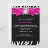 Zebra Hot Pink High Heel Shoe Black Geburtstag 4 Einladung (Rückseite)