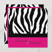 ZEBRA+HOT PINK POLKA DOTS DIY FARBEN EINLADUNG (Vorne/Hinten)
