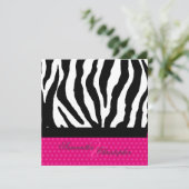 ZEBRA+HOT PINK POLKA DOTS DIY FARBEN EINLADUNG (Stehend Vorderseite)