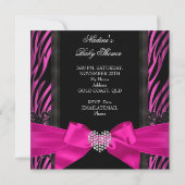 Zebra Hot Pink Princess Baby Shower Girl Black 2 Einladung (Rückseite)