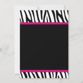 Zebra Hot Pink Printed Bow Bat Mitzvah Einladungen (Rückseite)