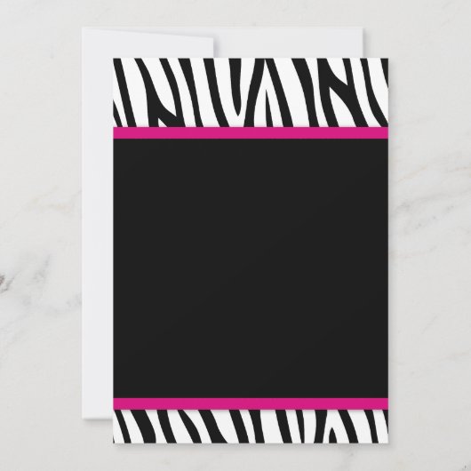 Zebra Hot Pink Printed Bow Bat Mitzvah Einladungen (Rückseite)