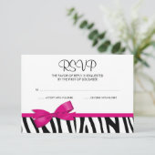 Zebra Hot Pink Printed Bow UAWG RSVP Karte (Stehend Vorderseite)