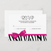 Zebra Hot Pink Printed Bow UAWG RSVP Karte (Vorne/Hinten)