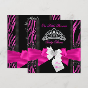 Zebra Hot Pink Prinzessin Baby Shower Mädchen Schw Einladung