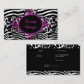 Zebra Hot Pink Schwarz-weiß Leopard Zebra Streifen Visitenkarte (Vorne/Hinten)