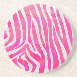 Zebra Hot Pink und Weiß Druck Getränkeuntersetzer
